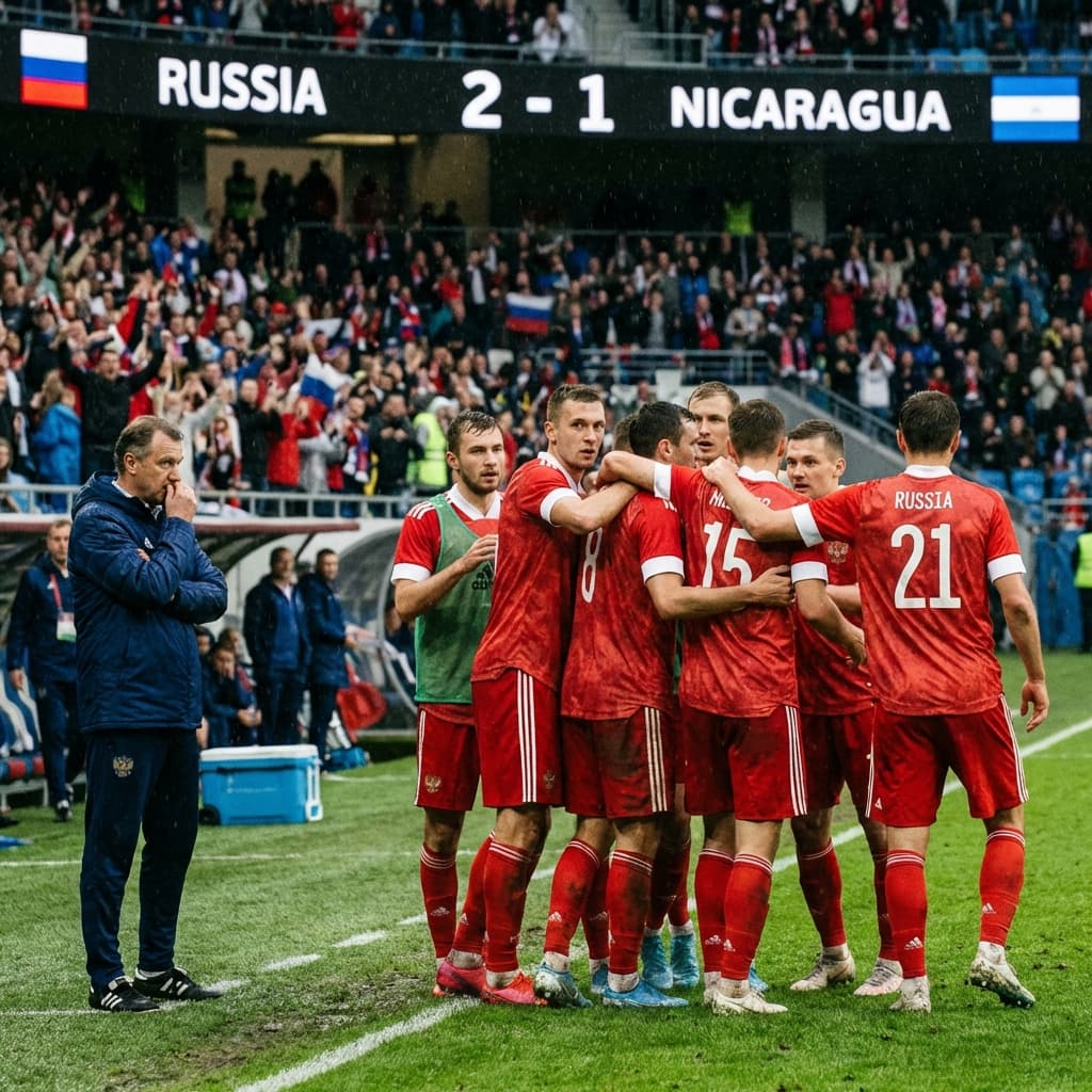 Россия одерживает победу над Никарагуа, но игра вызывает вопросы